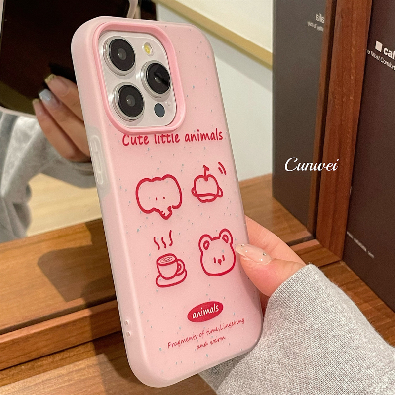 Husă de protecție pentru iPhone 15 Pro Max, în stil coreean, cu graffiti roz și efect de stropi de cerneală
