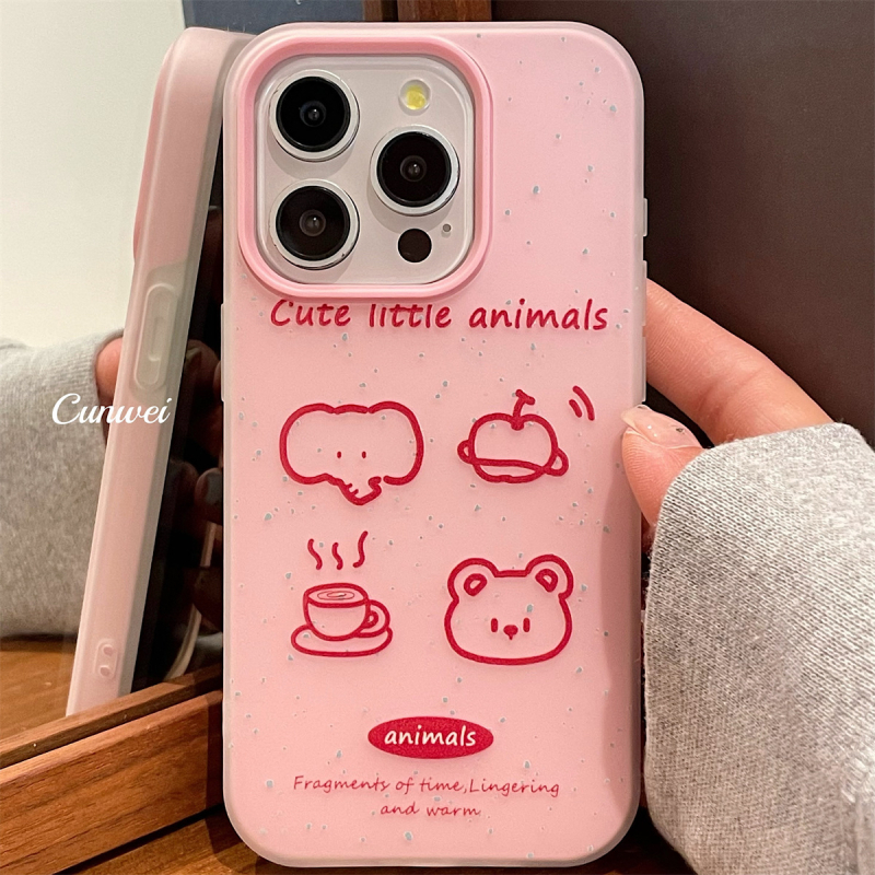 Husă de protecție pentru iPhone 15 Pro Max, în stil coreean, cu graffiti roz și efect de stropi de cerneală
