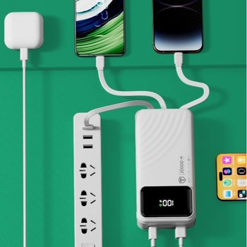 Power bank de 20.000 mAh, compact, cu cablu încorporat, pentru Vivo, încărcare rapidă