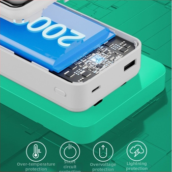 Power bank de 20.000 mAh, compact, cu cablu încorporat, pentru Vivo, încărcare rapidă