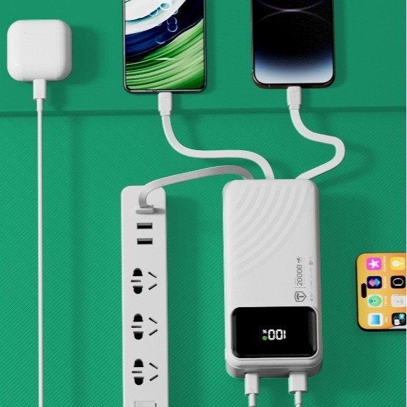 Power bank de 20.000 mAh, compact, cu cablu încorporat, pentru Vivo, încărcare rapidă