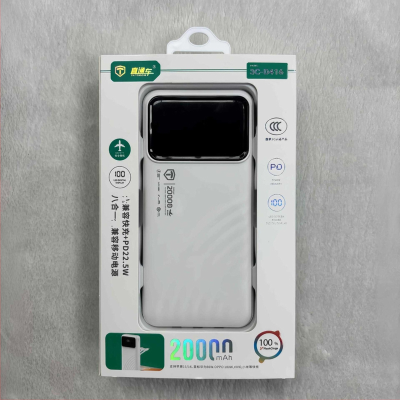 Power bank de 20.000 mAh, compact, cu cablu încorporat, pentru Vivo, încărcare rapidă