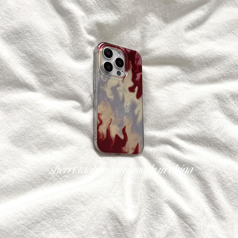 Carcasă pentru iPhone 16 Pro Max, stil Sherry Ins, gradient de flăcări cu laser