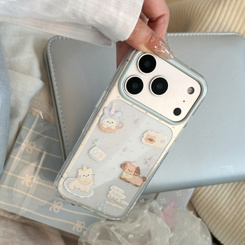 Carcasă transparentă TPU pentru telefon cu desene cu pisică și câine, pentru iPhone 14 Pro Max, atingere moale