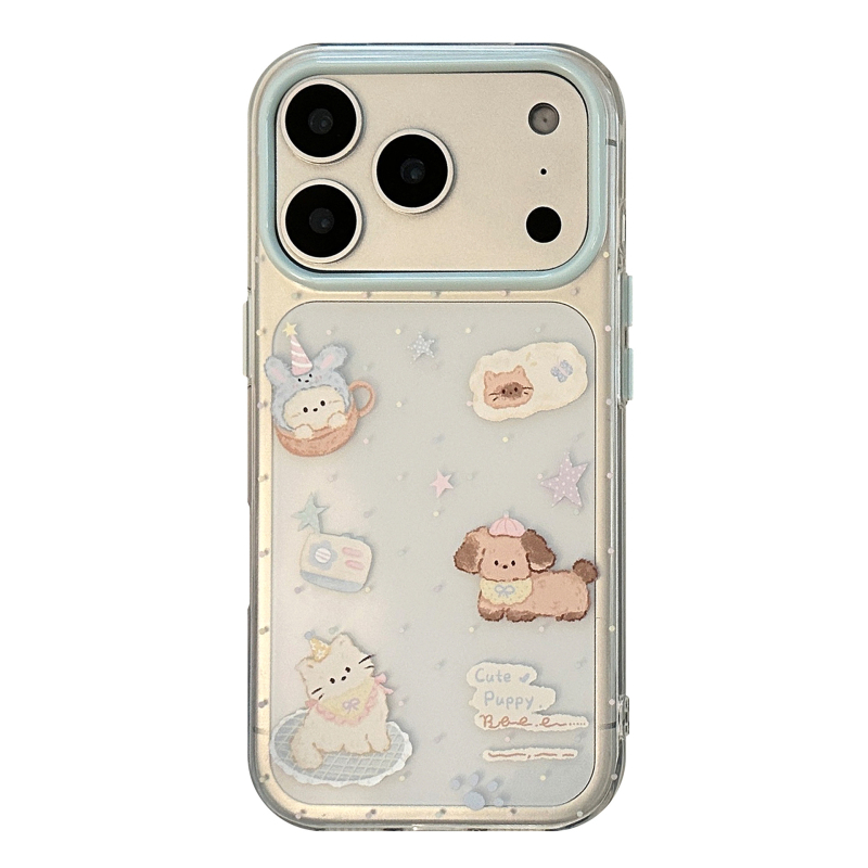 Carcasă transparentă TPU pentru telefon cu desene cu pisică și câine, pentru iPhone 14 Pro Max, atingere moale