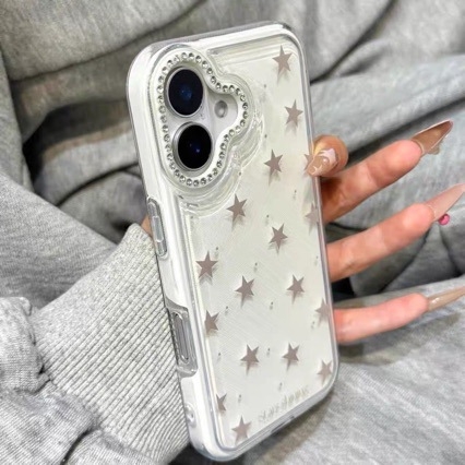 Carcasa cu stele din diamante strălucitoare pentru iPhone 16 Pro Max – Ediție feminină, protecție la cădere, compatibilă cu 12, 14 Pro, 13, 15 Pro