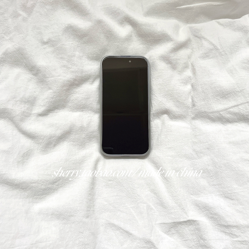 Carcasă pentru iPhone 16 Pro Max în stil Sherry Ins, gradient albastru-portocaliu cu buline polka, margine argint electroplacată