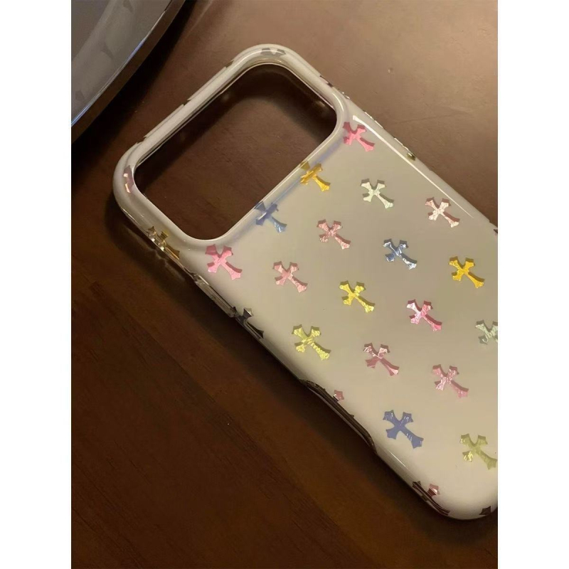 Ilustrație în stil coreean cu cruce pe husă pentru iPhone 17 Pro Max și iPhone 16 Pro, husă din silicon cu finisaj mat, INST stil, anti-derapare, protecție împotriva căderilor, galben sau negru.
