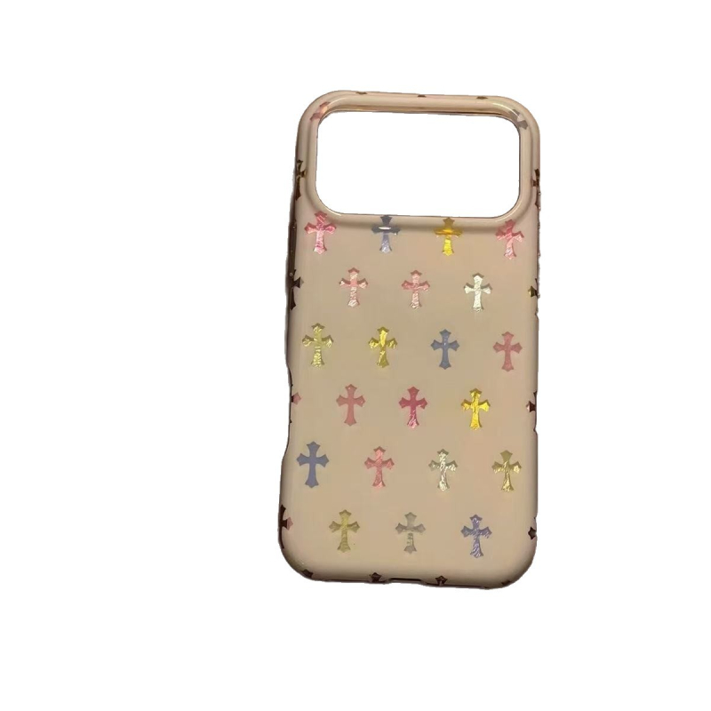 Ilustrație în stil coreean cu cruce pe husă pentru iPhone 17 Pro Max și iPhone 16 Pro, husă din silicon cu finisaj mat, INST stil, anti-derapare, protecție împotriva căderilor, galben sau negru.