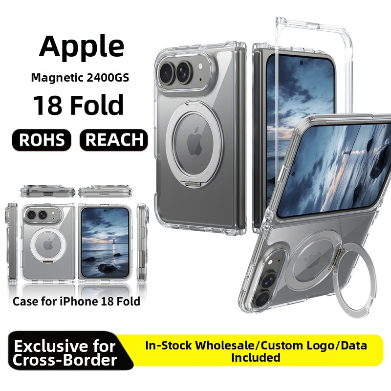 Carcasă transparentă magnetică pliabilă pentru iPhone 18 Fold, 2 în 1