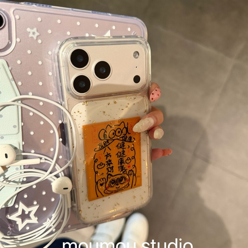Carcasă iPhone platina cu pisicuţă drăguţă, luciu cu stele, stil național în tendințe, protecție anti-cadere, husă moale