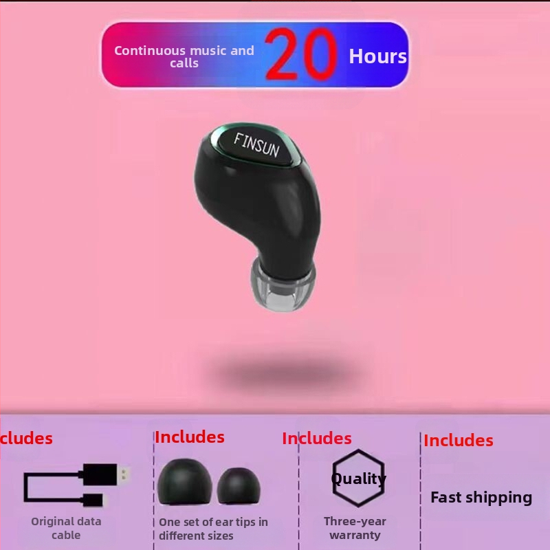 VanSeini căști Bluetooth in-ear mini, sport, mono, cu autonomie lungă a bateriei