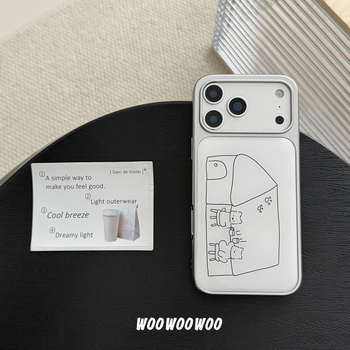 Woowoowoo husă albă din TPU cu linii desenate manual – un cățeluș drăguț pentru iPhone 16 Pro