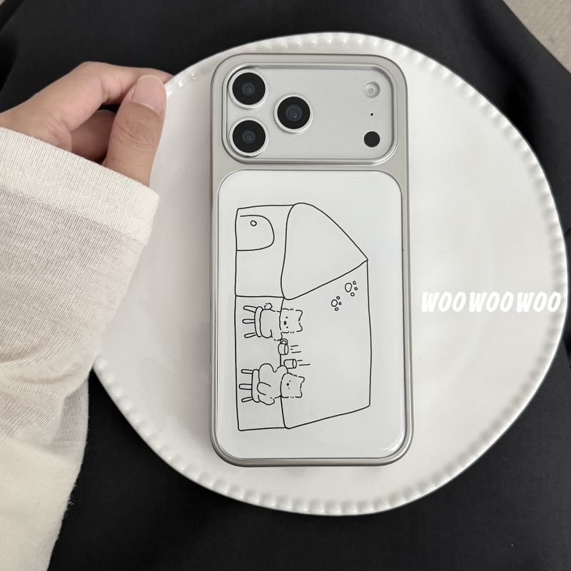 Woowoowoo husă albă din TPU cu linii desenate manual – un cățeluș drăguț pentru iPhone 16 Pro