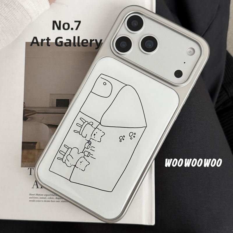 Woowoowoo husă albă din TPU cu linii desenate manual – un cățeluș drăguț pentru iPhone 16 Pro