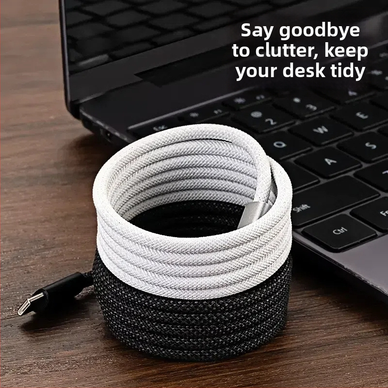 66W rýchlonabíjací magnetický opletený dátový kábel s úložným priestorom pre smartfóny a tablety