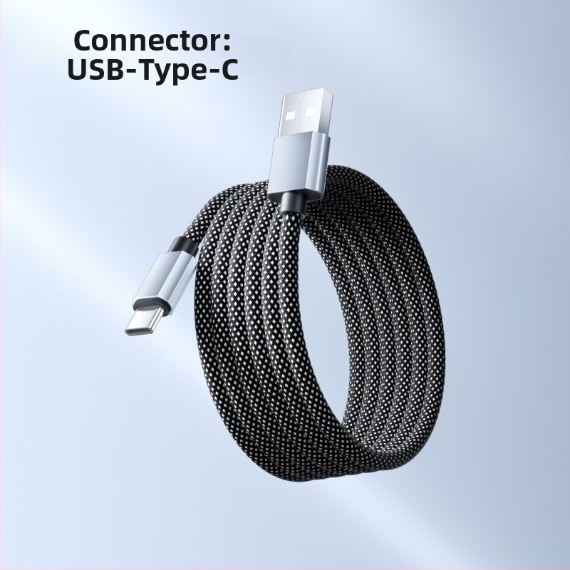Cablu de date magnetic împletit, 66W încărcare rapidă, cu spațiu de stocare, pentru telefoane și tablete