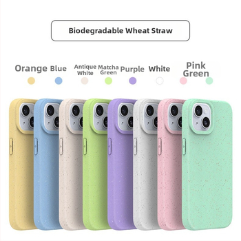 Husă PLA cu paie de grâu pentru iPhone 15 și iPhone 13 Pro Max, alb mat, biodegradabilă, disipare a căldurii, rezistentă la uzură, anti-cadere, anti-amprente