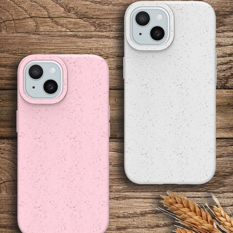 Husă PLA cu paie de grâu pentru iPhone 15 și iPhone 13 Pro Max, alb mat, biodegradabilă, disipare a căldurii, rezistentă la uzură, anti-cadere, anti-amprente