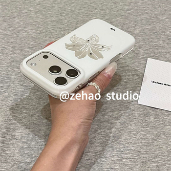 Husă de protecție pentru iPhone, stil minimalist, crin argintiu și stele