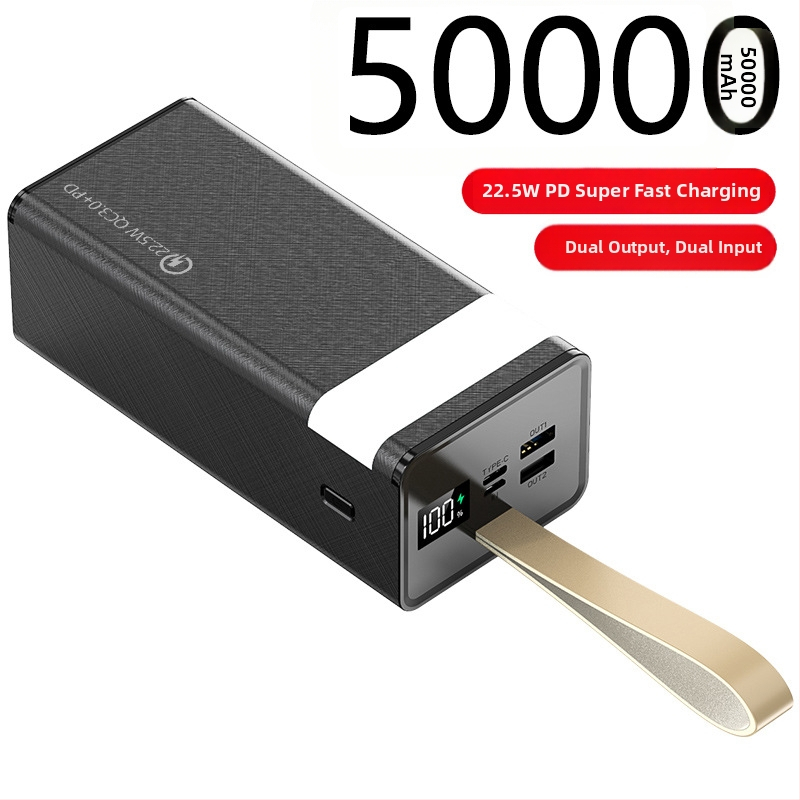 Power bank extern de 50000 mAh, încărcare rapidă bidirecțională, șnur pentru agățare, personalizabil