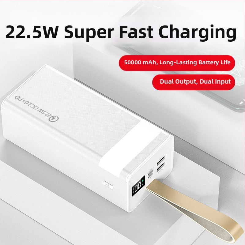 Power bank extern de 50000 mAh, încărcare rapidă bidirecțională, șnur pentru agățare, personalizabil
