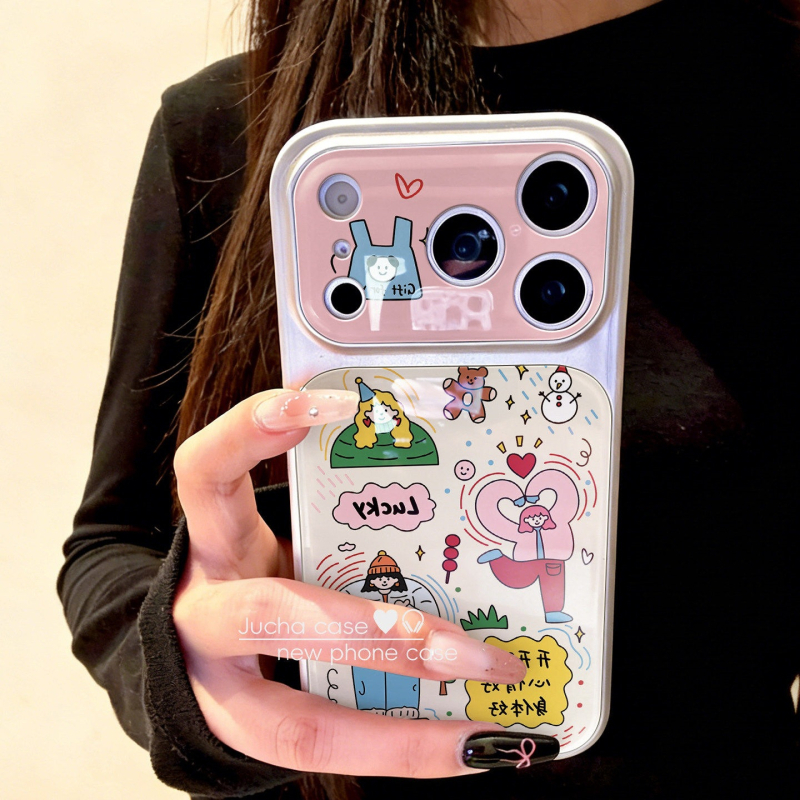Carcasă din silicon pentru iPhone 17 Pro – fată fericită în graffiti, protecție anti-cădere, design creativ