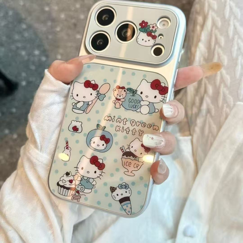 Husă din silicon pentru iPhone 17 Pro Max și iPhone 16, cu ilustrația unei pisici drăguțe cu buline – acoperire completă