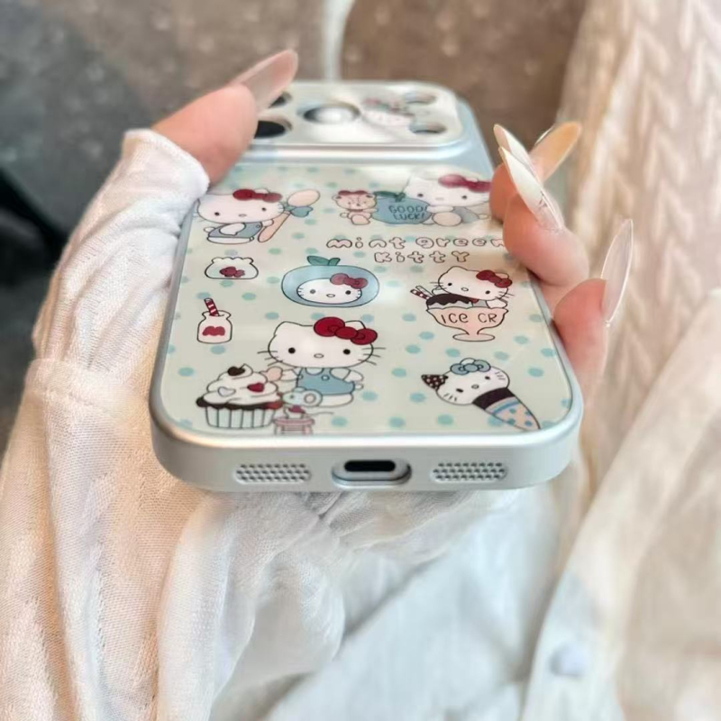 Husă din silicon pentru iPhone 17 Pro Max și iPhone 16, cu ilustrația unei pisici drăguțe cu buline – acoperire completă