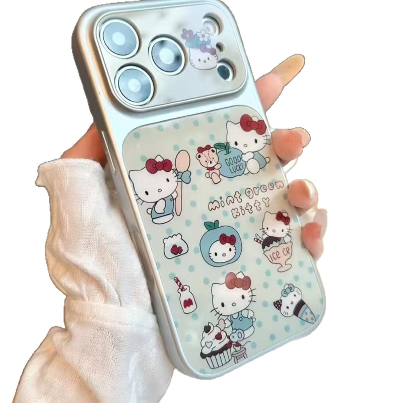 Husă din silicon pentru iPhone 17 Pro Max și iPhone 16, cu ilustrația unei pisici drăguțe cu buline – acoperire completă