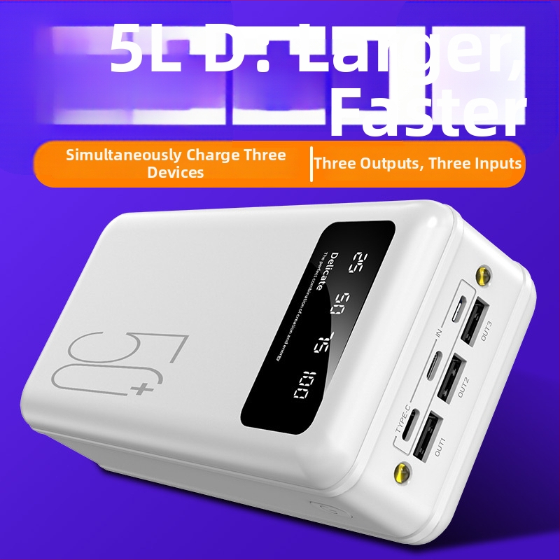 Baterie externă de mare capacitate cu lanternă LED încorporată, 50000 mAh, sursă de alimentare portabilă pentru exterior, personalizare OEM