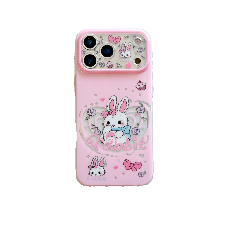 Carcasă IMD pentru telefon cu design iepuraș în formă de inimă decupată pentru iPhone 17 Pro / 15 Pro Max / 16 Pro Max
