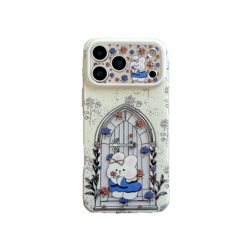 Husă IMD cu design de iepuraș și decupaj în fereastră pentru iPhone 17 Pro / 15 Pro Max / 16 Pro Max