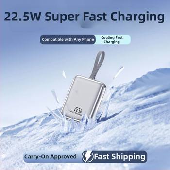 Power Bank nou 22,5W încărcare rapidă 10000mAh, capacitate mare, cu cablu încorporat