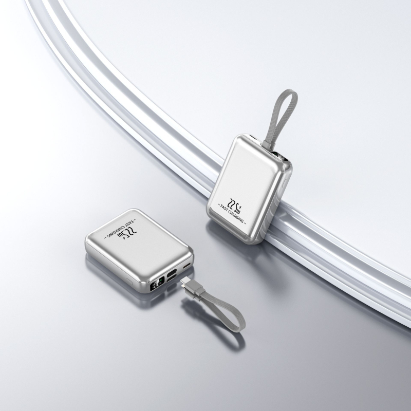 Power Bank nou 22,5W încărcare rapidă 10000mAh, capacitate mare, cu cablu încorporat