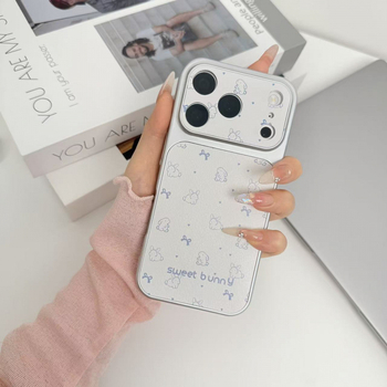 Husă pentru iPhone 17 Pro Max cu iepuraș în stil liniar coreean, care se transformă instantaneu, compatibilă cu 16 Pro/15/14/13
