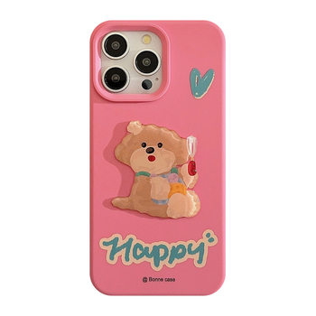Husă pentru iPhone 14 Pro Max, în stil Ins, cu motiv de câine, roz