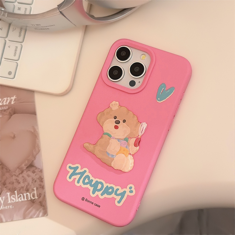 Husă pentru iPhone 14 Pro Max, în stil Ins, cu motiv de câine, roz