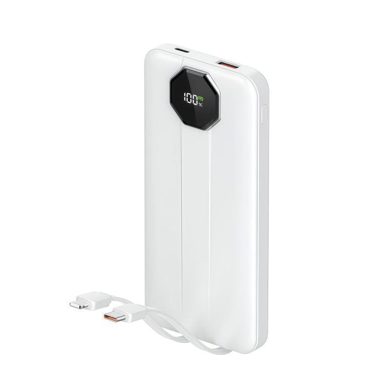 Power Bank certificat 3C, 20000mAh, încărcare rapidă, cablu dublu încorporat