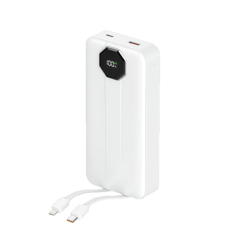 Power Bank certificat 3C, 20000mAh, încărcare rapidă, cablu dublu încorporat