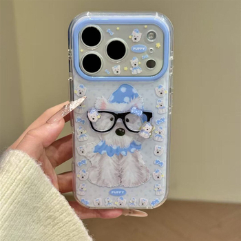Husă de protecție pentru iPhone cu design 3D de pui de cățel, imprimare pe toată suprafața – model nou