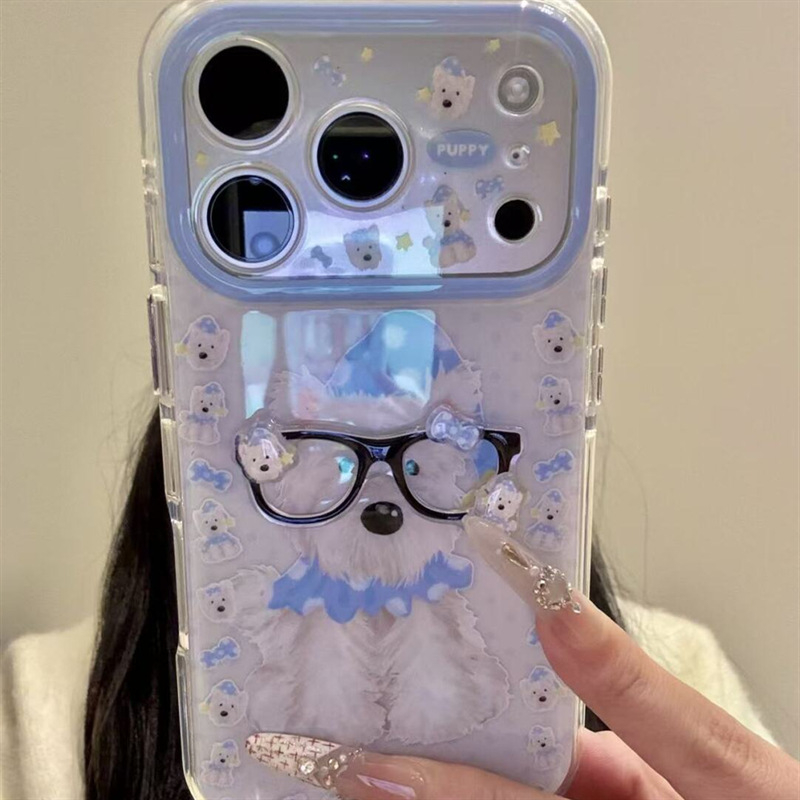 Husă de protecție pentru iPhone cu design 3D de pui de cățel, imprimare pe toată suprafața – model nou