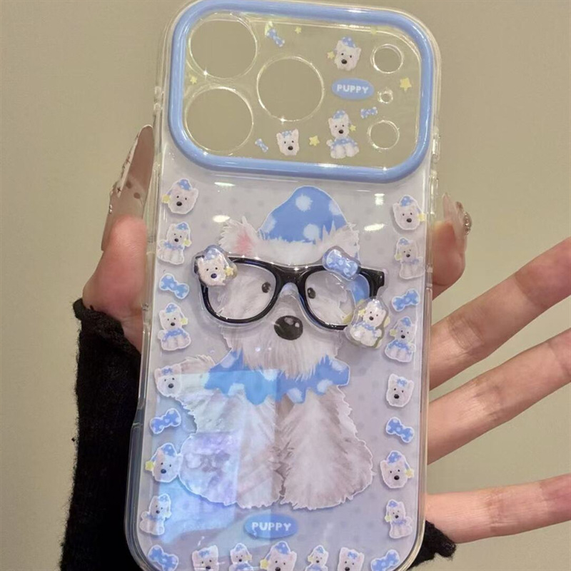 Husă de protecție pentru iPhone cu design 3D de pui de cățel, imprimare pe toată suprafața – model nou