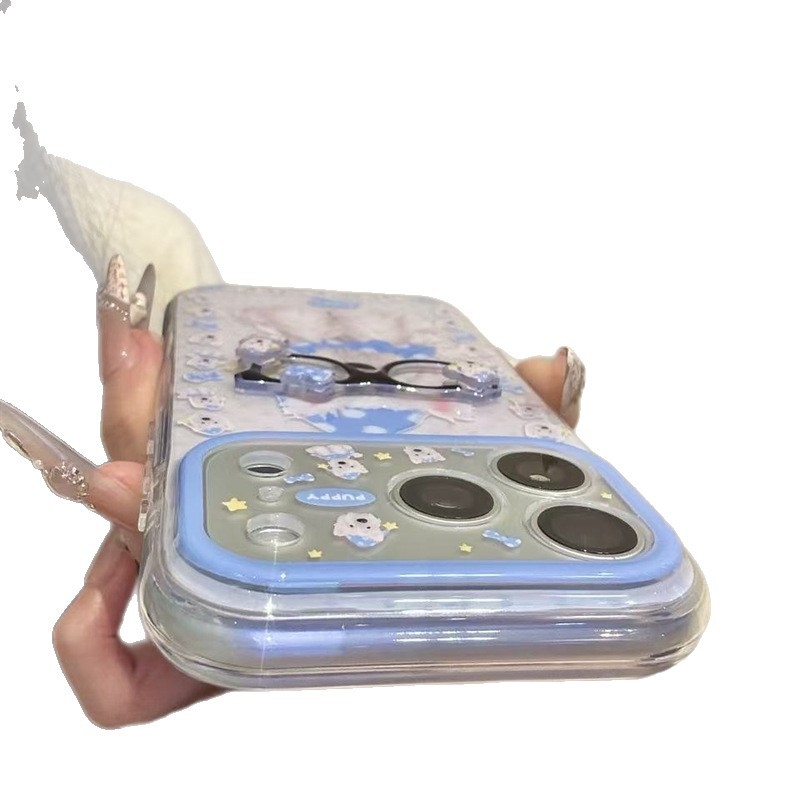 Husă de protecție pentru iPhone cu design 3D de pui de cățel, imprimare pe toată suprafața – model nou