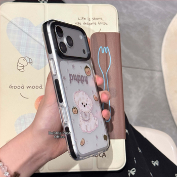 Bubble Post Office husă pentru telefon cu un câine drăguț în stil desen animat japonez și coreean, pentru iPhone 16 și iPhone 17 Pro Max