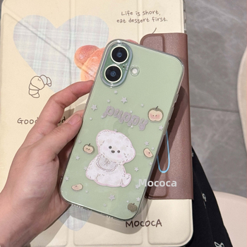 Bubble Post Office husă pentru telefon cu un câine drăguț în stil desen animat japonez și coreean, pentru iPhone 16 și iPhone 17 Pro Max