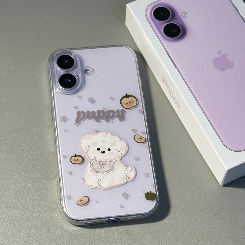 Bubble Post Office husă pentru telefon cu un câine drăguț în stil desen animat japonez și coreean, pentru iPhone 16 și iPhone 17 Pro Max
