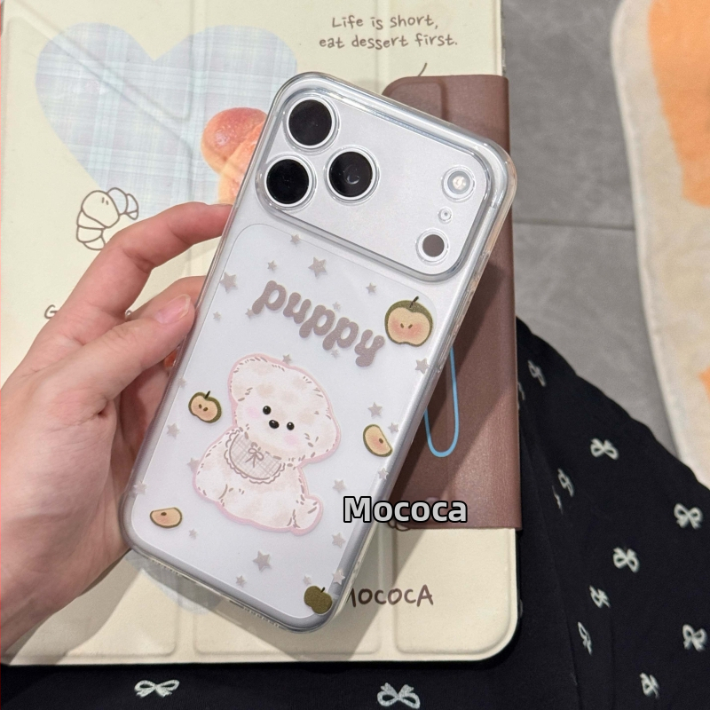 Bubble Post Office husă pentru telefon cu un câine drăguț în stil desen animat japonez și coreean, pentru iPhone 16 și iPhone 17 Pro Max