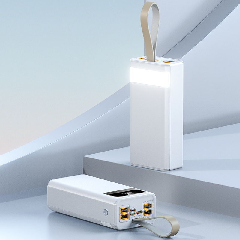 Power bank de 30000 mAh, încărcare rapidă PD 22,5W, cu șnur pentru purtare, încărcare bidirecțională, portabil