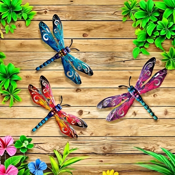 Decor de perete din fier cu libelulă pentru living